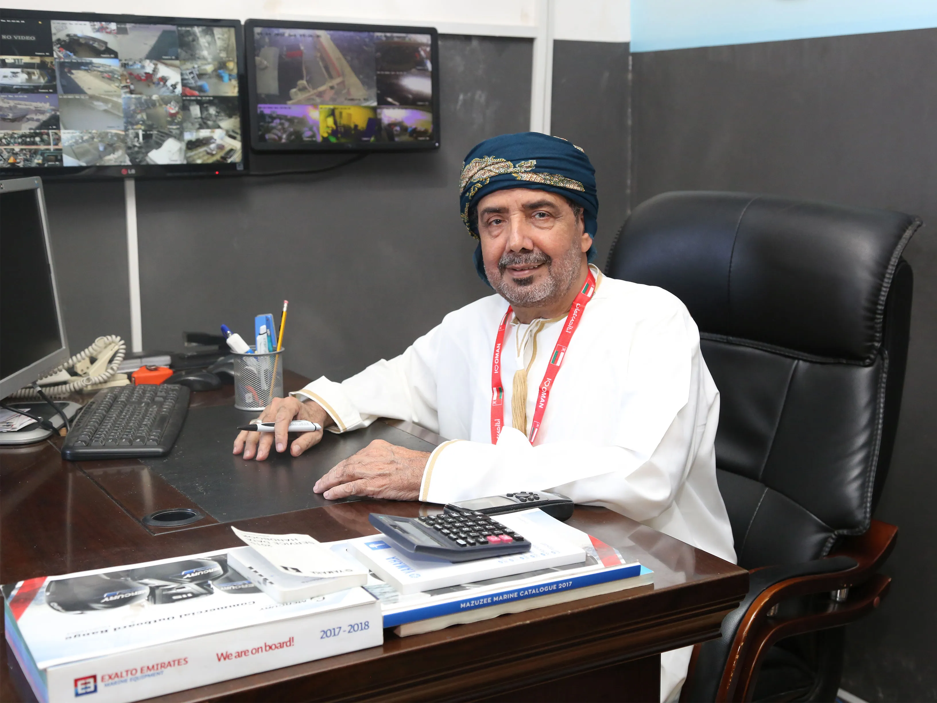 Jasim Mohammed Ahmed Al Bahrani Al Qalaf, Founder and Honorary Chairman of the Board, in the company office at Saham.